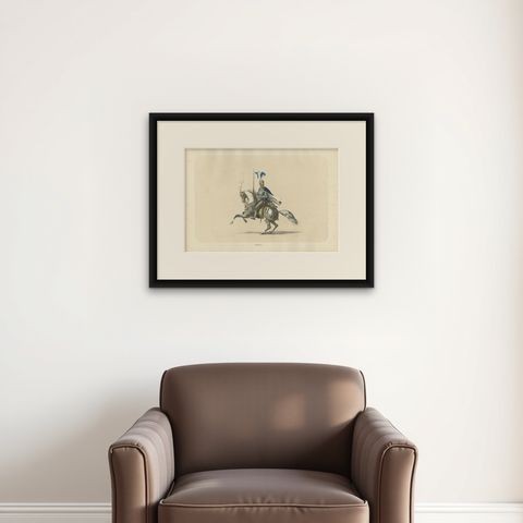 Festival Cavalcade, The Waldmann Knight in Majestic Parade, Published in 1855, shown framed on a wall