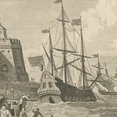 View of the Dardanelles, Ottoman Fortress, Antique Engraving, circa 1820, close-up 1