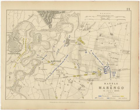 Four Antique Battle Plans of Echmühl, Hohenlinden, Abensberg and Marengo, 1852, view 2
