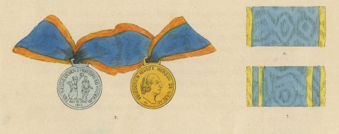 Nassau Medals, Waterloo Medal and Service Crosses, Plate XLIX, 1844, close-up 2
