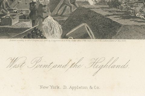 West Point and the Highlands, Hudson River Military View, 1869 Engraving, close-up 1