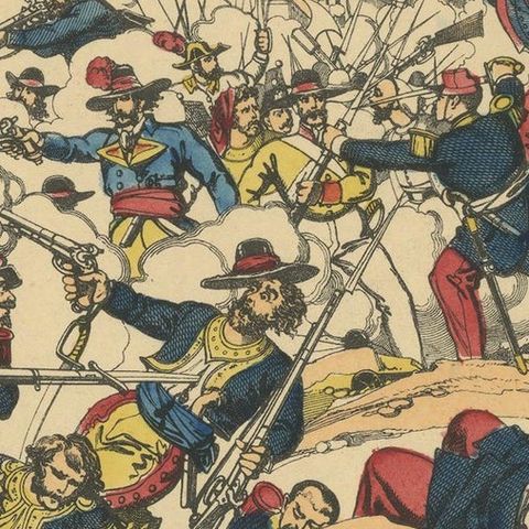 Battle of Puebla, French Intervention in Mexico, Épinal Print, 1863, close-up 3
