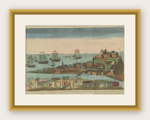 Antique Print of the Siege of Nice by Chereau, 'circa 1790', shown framed