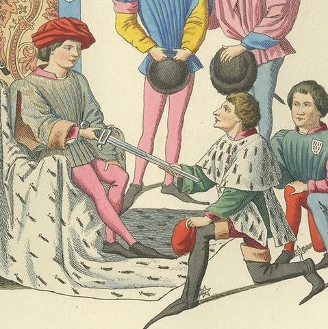 Antique Print of a Challenge at the Tournament, by Bonnard, 1860, close-up 2