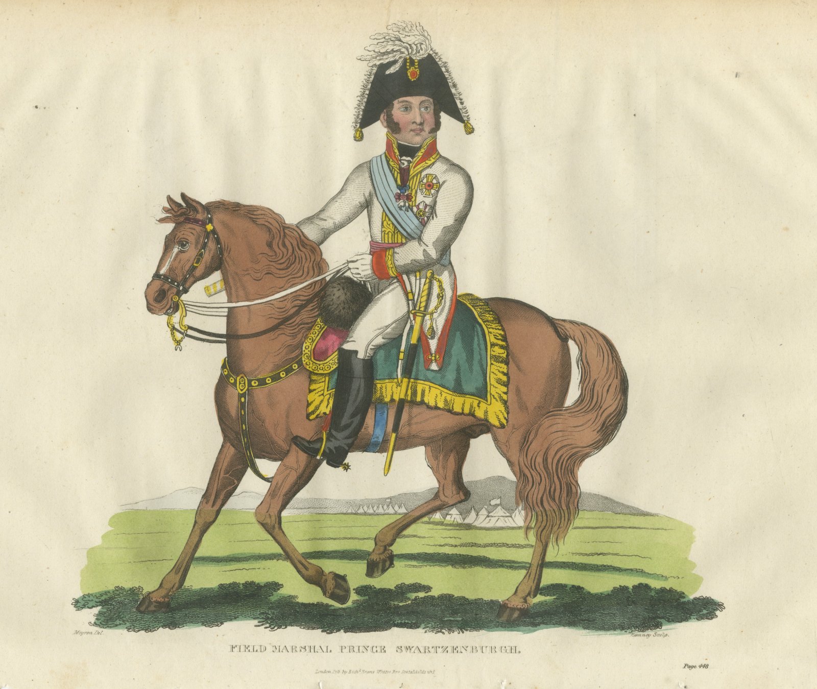 Prince Schwarzenberg on a Chestnut Horse Before a Tented Camp, 1815