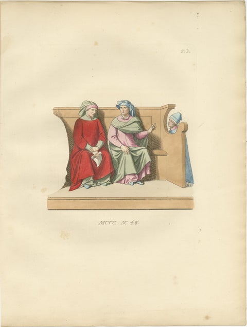 Military and Judicial Costumes from Medieval Italian Society, Published in 1845, view 7