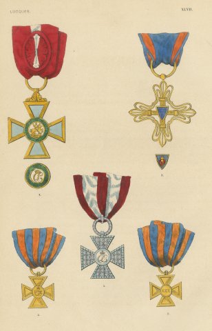 Orders of Lucca, Military Merit Cross and Service Crosses, Plate XLVII, 1844
