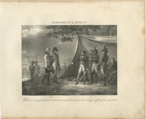 Bonaparte at Lonato, Eight Minutes, Antique Madou Lithograph, 1827, view 2