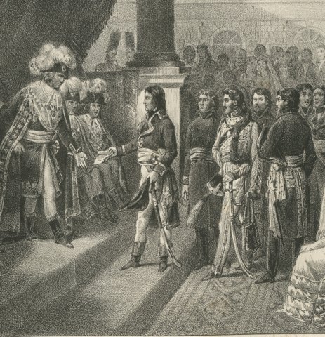 Reception by the Directory, Campo Formio, Antique Madou Lithograph, 1827, close-up 3