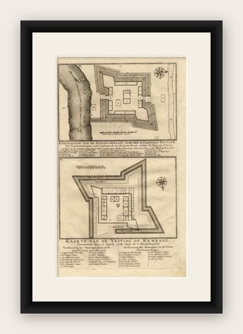 Antique Map of the Fortress of Captain E. Bintang by Valentijn, 1726, shown framed