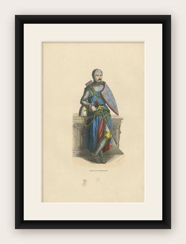 The Crusader's Rest: Sir Roger de Trumpington in Armored Repose, 1847, shown framed
