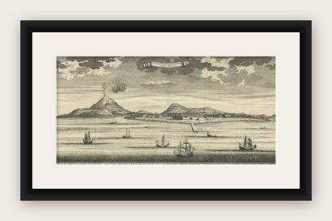 Beautiful Old View of Spice Island Banda Neira with Fort Nassau, Indonesia, 1726, shown framed