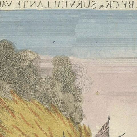 Rare Engraving of a Famous Battle Near Ushant Between the French and British, close-up 3