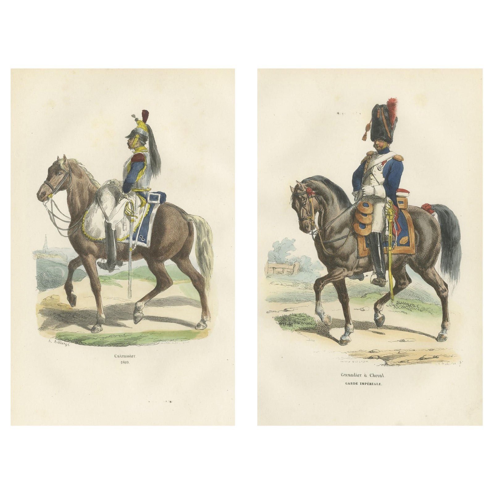 Napoleon Bonaparte Imperial Guard Cavalry Prints by Horace Vernet, 1843
