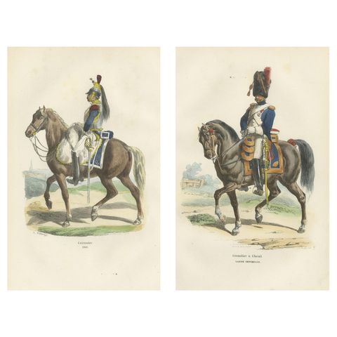 Napoleon Bonaparte Imperial Guard Cavalry Prints by Horace Vernet, 1843
