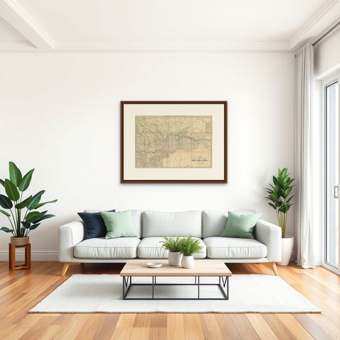 Philips Map of the Seat of War 1854, Black Sea, Turkey & Russia Antique Map, shown framed in a room