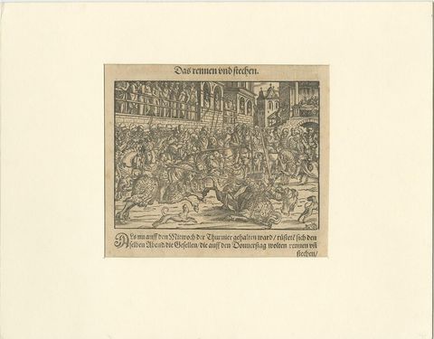 Original 16th Century Engraving of a Medieval Tournament, ca.1578, view 2