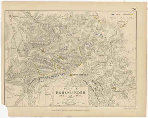 Four Antique Battle Plans of Echmühl, Hohenlinden, Abensberg and Marengo, 1852, view 4