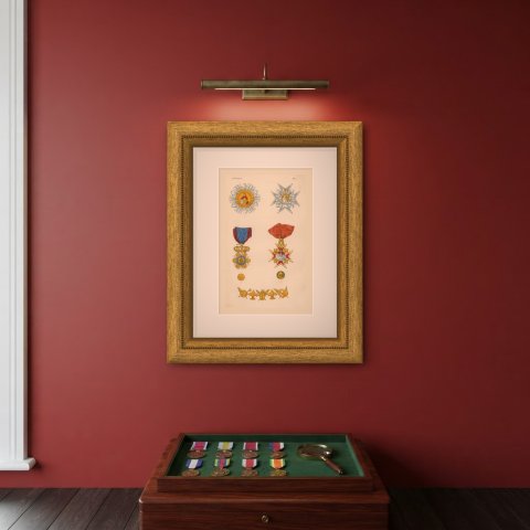 Orders of the Two Sicilies, Saint Januarius and Saint Ferdinand, Plate XXI, 1844, shown framed on a wall
