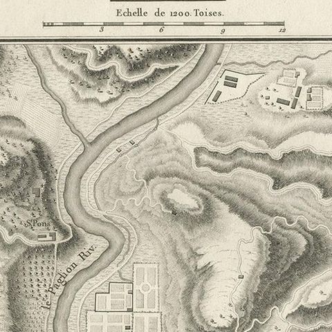 Antique Print of a Military Camp Near Nice by De la Haye, circa 1750, close-up 1