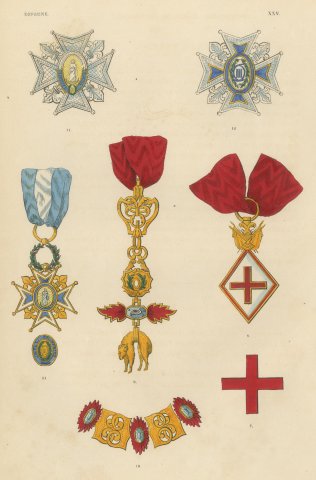 Orders of Spain, Golden Fleece and Charles III Insignia, Plate XXV, 1844