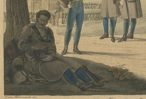 Austrian Frontier Regiment Soldiers during the Napoleonic Era, circa 1820, close-up 1