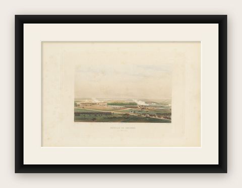 Antique Print of the Battle of Craonne, circa 1860, shown framed