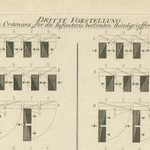 Antique Military Print of Infantry Warfare and Infantry Training, 1773, close-up 1