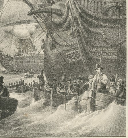 The Taking of Malta, Grand Master Refuses, Antique Madou Lithograph, 1827, close-up 2