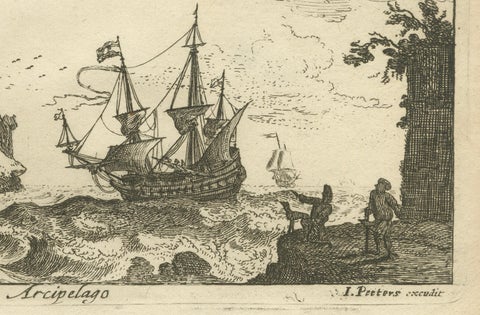 View of Bartanico in the Aegean Archipelago with Fortifications and Ships, 1680, close-up 1