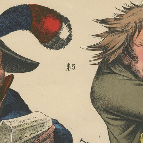 Antique Caricature Print of a General 'c.1860', close-up 1