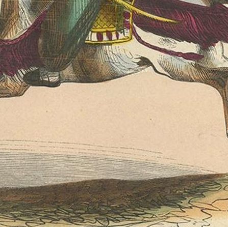 Antique Print of a Japanese Cavalry by Wahlen '1843', close-up 1