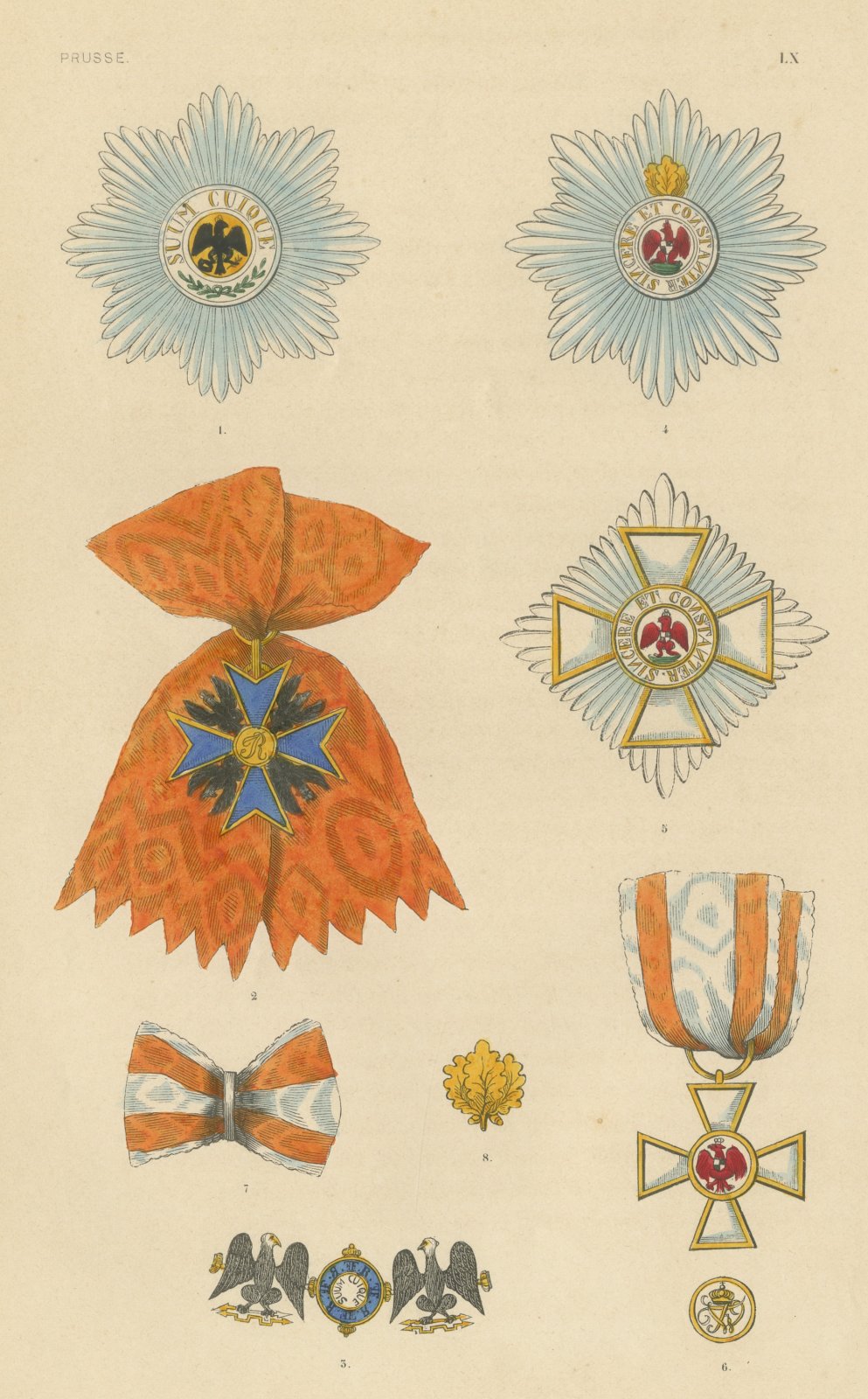 Orders of Prussia, Black Eagle and Red Eagle Insignia, Plate LX, 1844