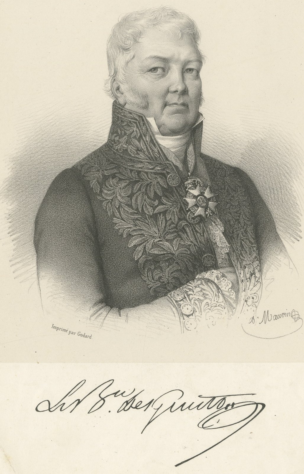 Baron Desgenettes, French Military Physician, Lithograph by Maurin, circa 1830