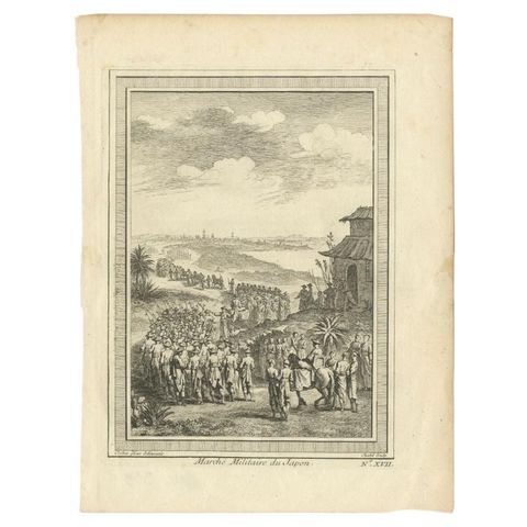 Antique Print of a Japanese Military Procession by Chedel, 1746, view 2