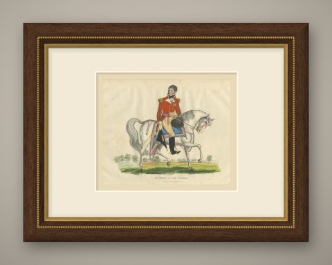 Prince Leopold of Saxe Coburg with Hat in Hand on a Gray Horse, 1816, shown framed