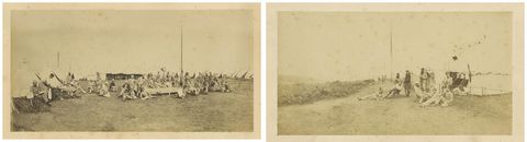 British Army Camp Scenes, Highland and Queen’s Regiments, 19th Century Pair, view 4