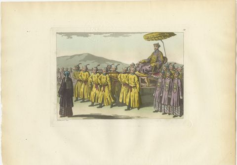 Chinese Imperial Procession & Military Parade, Antique Hand-Colored Prints, 1815, view 2