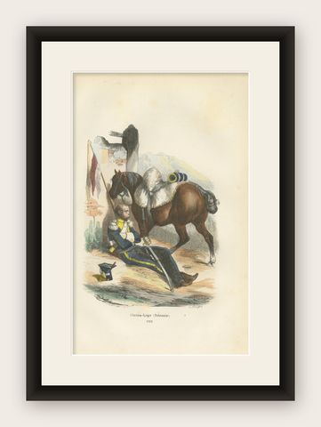 Polish Chevau-Léger of the Imperial Guard, Napoleonic Cavalry Print, 1843, shown framed