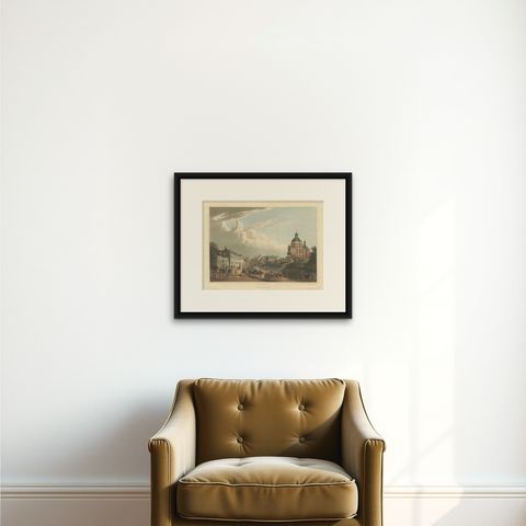 Napoleon's Defeat at Waterloo: Captured French Cannons Removed on July 24, 1815, shown framed on a wall