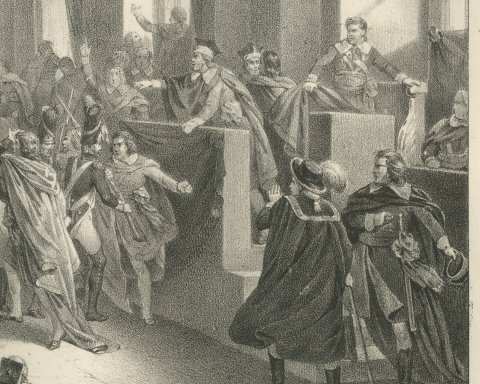 Bonaparte in the Council of Five Hundred, Antique Madou Lithograph, 1827, close-up 3