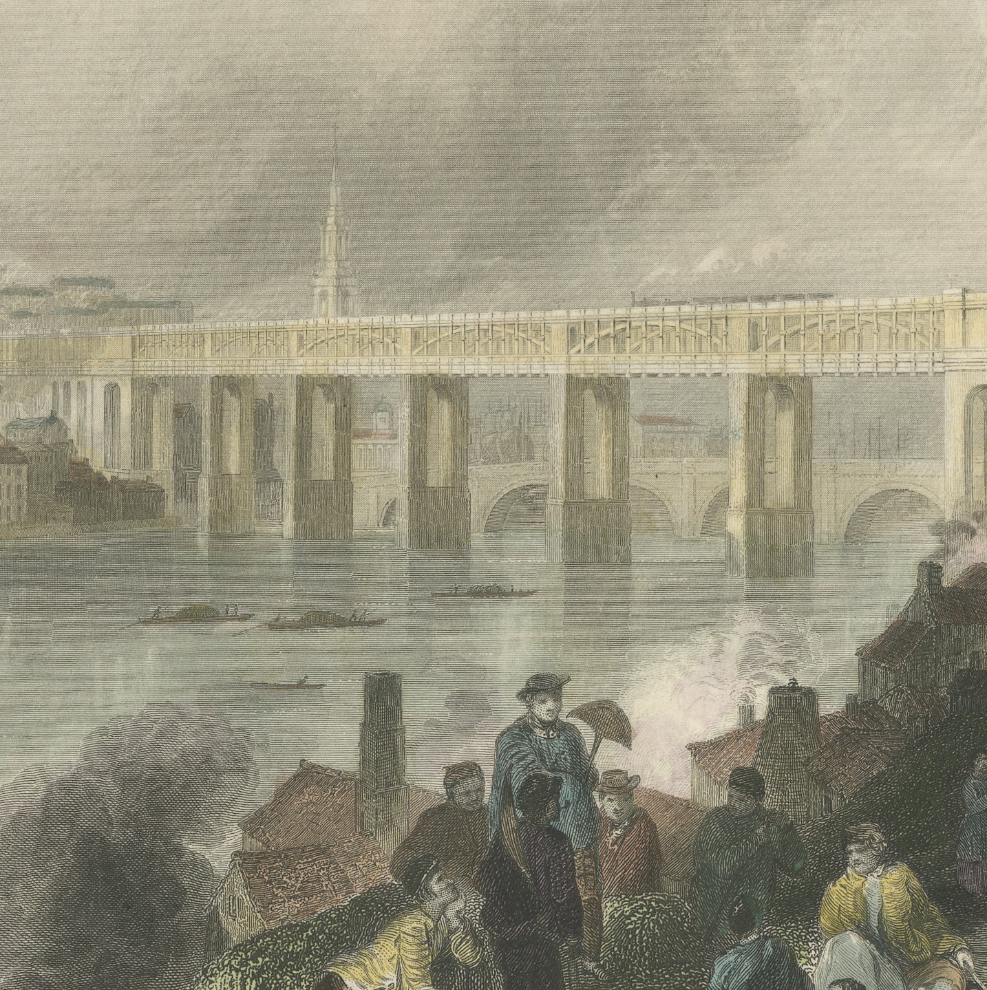 Newcastle from the South West, Engraving after W. Harvey, Charles Knight, 1849, view 5