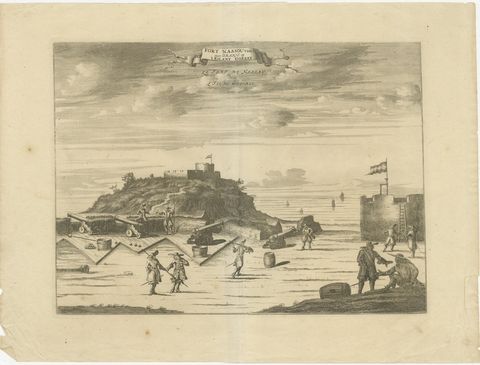Fort Nassau on the Island of Goree, Dutch Colonial Engraving, c.1700, view 2