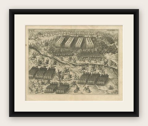 Battle of Turnhout 1597, Dutch and English Victory over Spanish, Published 1700, shown framed