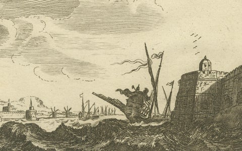 The Dardanelles with Fortified Towers and Maritime Activity, ca. 1680, close-up 3