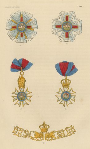 Great Britain, St Michael and St George Order, Plate XXXV, Wood Engraving, 1844