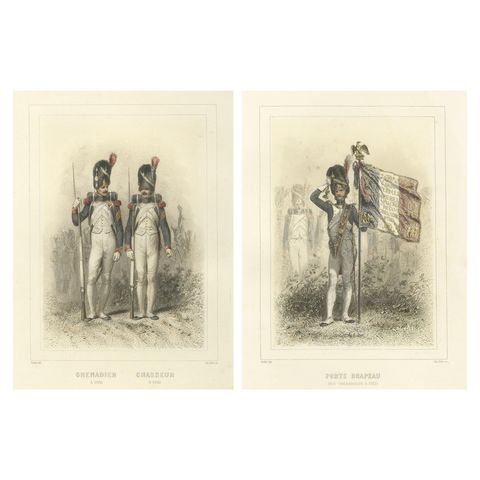 Napoleonic Foot Grenadiers, Chasseur, Grenadier, and Flag Bearer, 1859