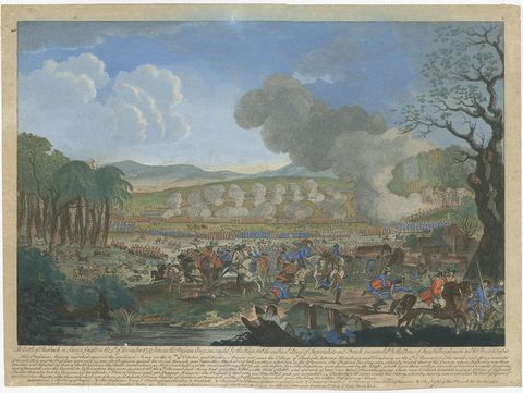 Old Battle Print of Rossbach in Prussian Saxony, ca.1790, view 2