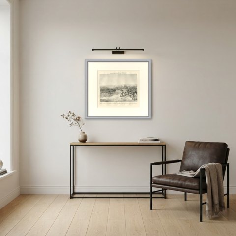 March in the Desert, Egypt, an Ocean of Sand, Antique Madou Lithograph, 1827, shown framed in a room
