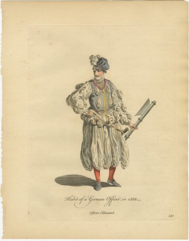 German Officer with Battle Axe in Plumed Cap and Full Breeches, 1588, 1757, view 2